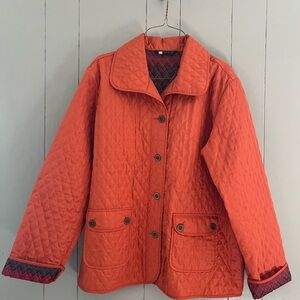 Carole Little Spring Jacket Women XL Orange Quilted Button Front Lined